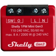 Shelly Plus 1PM Mini, kapcsolómodul, WiFi, Gen3 villanyszerelés