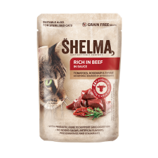 Shelma gabonamentes párolt marhahúsos filé paradicsomos, fűszeres mártásban, 28x85 g macskaeledel
