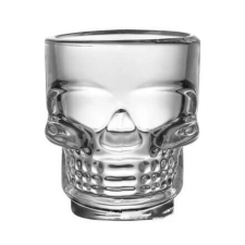Shot pohár, koponya alakú, üveg, 50 ml, 2db pálinkás pohár