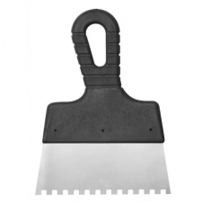 SIBRTEH 150mm 8x8mm fogazott spatulya rozsdamentes, műanyag nyéllel kőműves és burkoló szerszám