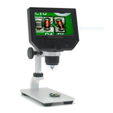 SIDI Hordozható LCD digitális mikroszkóp 600X nagyítás, alumíniumöntvény állványon, SD kártyával bővíthető memória, finom magasság állítás mérőműszer
