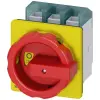 Siemens 3LD2804-0TK53 BE-KI kapcsoló, 3P, 125A, előlapra, piros/sárga