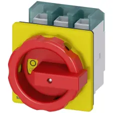 Siemens 3LD2804-0TK53 BE-KI kapcsoló, 3P, 125A, előlapra, piros/sárga villanyszerelés