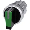 Siemens 3SU1052-2BN40-0AA0 világító kapcsoló fej, 3 állású, zöld, fém Sirius