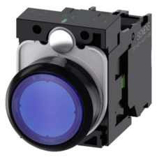 Siemens 3SU1102-0AB50-1BA0 komplett világító nyomógomb, kék, 24VAC/DC, 1NO, csavaros Sirius villanyszerelés