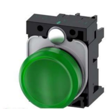 Siemens 3SU1102-6AA40-1AA0 komplett jelzőlámpa, zöld, 24VAC/DC, csavaros Sirius villanyszerelés