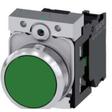 Siemens 3SU1150-0AB40-1BA0 komplett nyomógomb, zöld, 1NO, fém, csavaros Sirius villanyszerelés