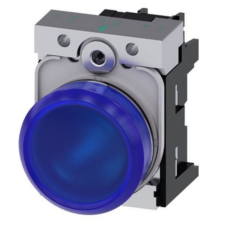 Siemens 3SU1156-6AA50-1AA0 komplett jelzőlámpa, kék, 230VAC, fém, csavaros Sirius villanyszerelés