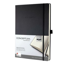 SIGEL Jegyzetfüzet, exkluzív, A4, kockás, 97 lap, keményfedeles, SIGEL "Conceptum", fekete füzet