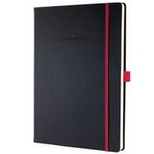 SIGEL Jegyzetfüzet, exkluzív, A4, kockás, 97 lap, keményfedeles, SIGEL "Conceptum Red Edition", fekete-piros füzet