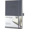 SIGEL Jegyzetfüzet, exkluzív, A5, kockás, 97 lap, keményfedeles, SIGEL "Conceptum", sötétszürke