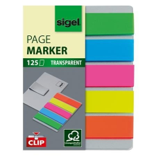 SIGEL Jelölõcímke, mûanyag, 5x25 lap, 12x50 mm, klippel, SIGEL "Clip", vegyes szín információs címke