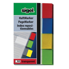 SIGEL Jelölőcímke, műanyag, 4x40 lap, 20x50 mm, SIGEL "Transparent", vegyes szín post-it