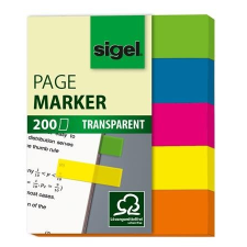 SIGEL Jelölőcímke, műanyag, 5x40 lap, 12x50 mm, SIGEL "615", vegyes szín információs címke