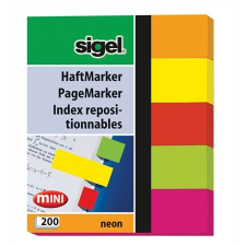 SIGEL Jelölőcímke, papír, 5x40 lap, 12x50 mm, SIGEL "Neon Mini", vegyes szín post-it
