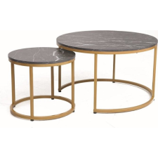 Signal Dion Luxus Márvány Hatású Kerek Dohányzóasztal Szett Arany Vázzal (DIONCMAZL) bútor