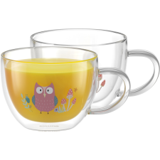 Siguro bögre duplafalú üvegből Owl, 280 ml, 2 darab konyhai eszköz