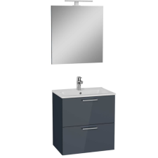 Siko Vitra Mia antraci fürdőszobaszekrény 59cmx39,5cm, mosdóval,tükörrel,lámpával, középen csaplyukkal fürdőszoba bútor