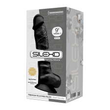 SILEXD Model 1. prémium dildó (24 cm - fekete bőrszín) műpénisz, dildó
