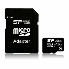 Silicon Power 16GB microSDHC Elite Class 10 UHS-I + adapterrel (SP016GBSTHBU1V10-SP) memóriakártya