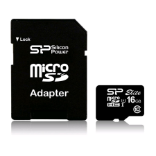 Silicon Power 16GB microSDHC Silicon Power Elite U1 + SD adapter  (SP016GBSTHBU1V10-SP) (SP016GBSTHBU1V10-SP) memóriakártya