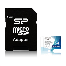 Silicon Power 64GB microSDXC memória kártya Silicon Power Superior Pro + adapter (SP064GBSTXDU3V20AB) (SP064GBSTXDU3V20AB) memóriakártya