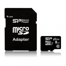 Silicon Power 8GB microSDHC Silicon Power CL10 + adapter (SP008GBSTHBU1V10-SP) memóriakártya