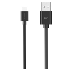 Silicon Power Kábel - USB to Micro-B (Fekete, 1m, QC 3.0/QC 2.0, 480MB/s) kábel és adapter
