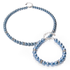 Silky Blue Elegance – kék színű pearl exkluzív ásvány ékszerszett (nyaklánc + karkötő) dobozban