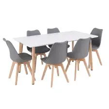  Silla 150 6+1 étkező garnitúra fehér-szürke bútor
