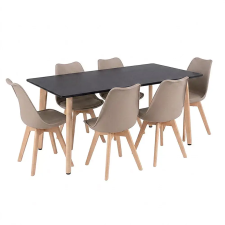  Silla 150 6+1 étkező garnitúra fekete-bézs bútor