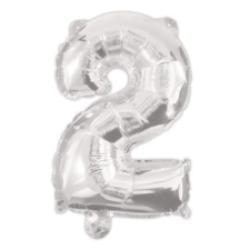  Silver, Ezüst 2-es szám fólia lufi 95 cm party kellék