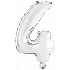  Silver, Ezüst 4-es szám fólia lufi 45 cm party kellék