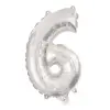  Silver, Ezüst 6-os szám fólia lufi 95 cm