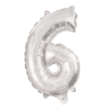  Silver, Ezüst 6-os szám fólia lufi 95 cm party kellék