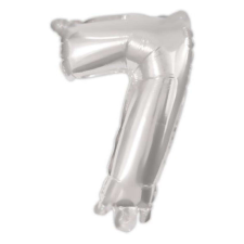 Silver, Ezüst 7-es szám fólia lufi 95 cm party kellék