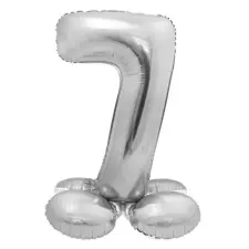  Silver Ezüst 7-es szám fólia lufi talppal 72cm party kellék