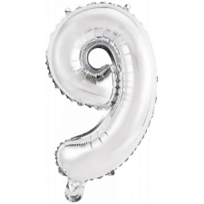  Silver, Ezüst 9-es szám fólia lufi 45 cm party kellék