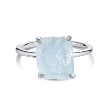  Silver Simple Stone Aquamarine ezüst gyűrű gyűrű