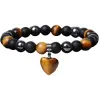 Silver Star Sunfire női karkötő, fekete, Tiger Eye Hematit, 21 cm