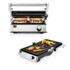 Silvercrest SKGE 2000 D3 inox nemesacél kontaktgrill, 2000W kontakt grill, grillsütő, 30 x 26 cm kivehető sütőlapokkal