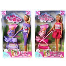 SimbaToys Simba Toys Steffi baba kisbabával és rózsaszín babakocsival barbie baba