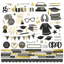 Simple Stories Graduation Matrica Cardstock Stickers 12" (30 cm) 1 ív matrica