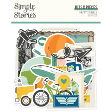 Simple Stories Happy Travels Kivágatok Bits & Pieces 1 csomag matrica