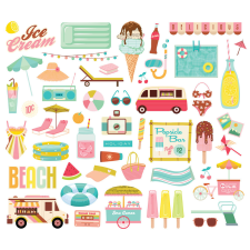 Simple Stories Kivágatok - Bits & Pieces - Retro Summer (1 csomag) matrica