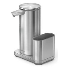 SimpleHuman Érintésmentes szappanadagoló, 414 ml + szivacstartó, rozsdamentes acél fürdőszoba kiegészítő