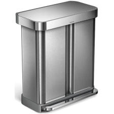 SimpleHuman pedálos két tartályos szelektív szemétkuka, 58 l, rozsdamentes acél, szürke szemetes