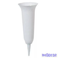  Sírváza leszúrós nagy műanyag D13,5cm M38,5cm - Fehér dekorációs kellék