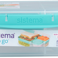 Sistema To Go Ételtároló doboz + joghurt tartó, 1,65 l, 3 rekeszes, mentazöld papírárú, csomagoló és tárolóeszköz