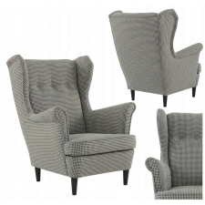  Skandináv Stílusú Karosszék, Fekete-Fehér Kockás Mintával – Design Family Meble bútor